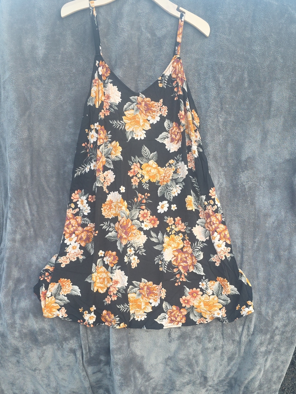 torrid Black Floral Mini Slip Dress with Yellow & Cream Blooms